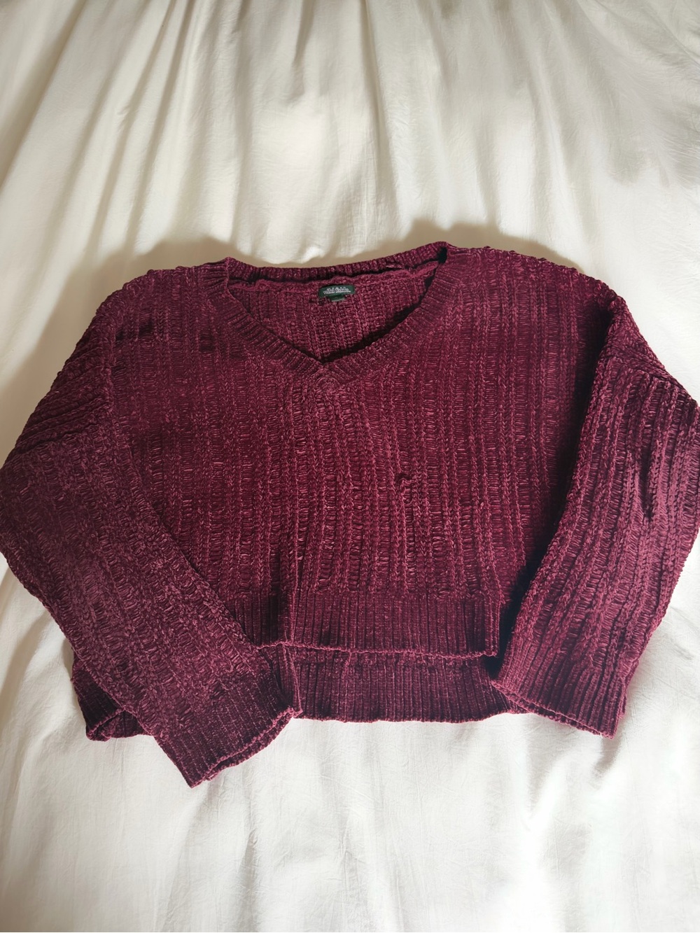 wild fable Chenille V-Neck Sweater in Burgundy